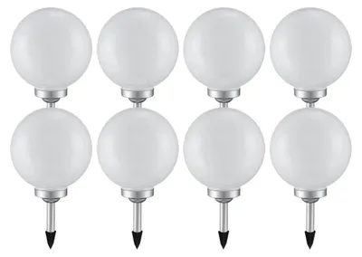Produktbild von 8er Set LED Solarleuchte, Kugel weiß, H 62 cm
