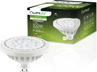 Obrázok produktu pre LUMILED LED žiarovka ES111 GU10 Lampholder 230V 15W (ekvivalent 100 W) Neutrálna biela 4000K 38° biela 1521 lm Reflektor