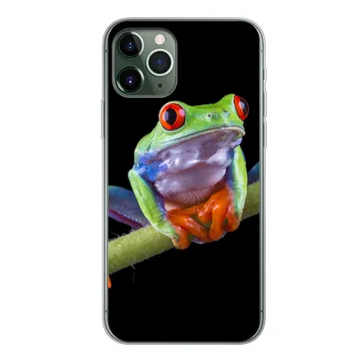 Produktbild von MuchoWow® Handyhülle Schutzhülle Hülle für iPhone 11 Pro Frosch - Pflanze - Schwarz Silikon Softcase Handy Hülle - Handy