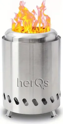 Produktbild von HerQs Smokeless FirePit Mini - Rauchfreie Feuerschale für Balkone und kleine Gärten - minimaler Rauch - aus gebürstetem Edelstahl - ø14 x 16,5H cm - mit Carrycase und Aschenbecher
