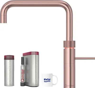 Produktbild von Quooker Wasserhahn Fusion Square Kupfer Rosé PRO3 Reservoire Sprudelwasser CUBE