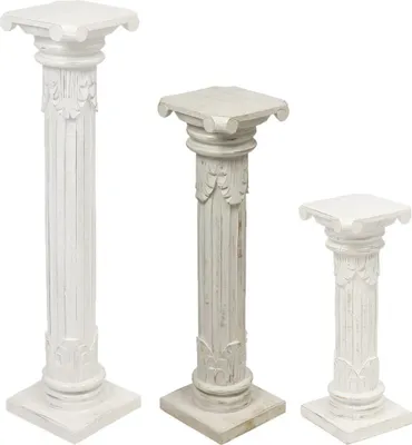 Produktbild von Säule Antike Blumensäule Dekosäule Ständer Sockel Podest Blumenständer Holz in vielen verschiedenen Designs , Säulen Variante Antik:Weiß 80 cm