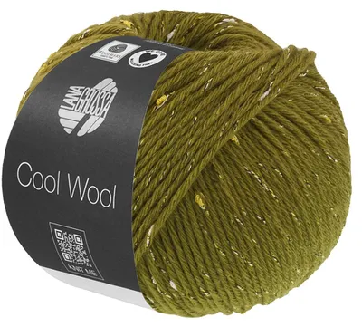 Produktbild von Lana Grossa Cool Wool Big DOTS 50 g Wolle Tweedgarn 125 m Farbe 107 - Olivgrün