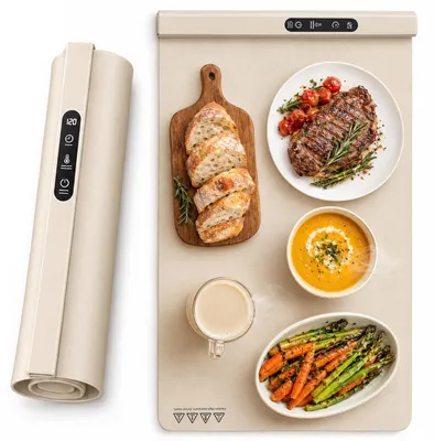 Klappbare Warmhalteplatte, Nano-Silikon, 6 Temperaturen, Timer
