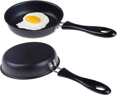 Obrázek produktu pro 2 nepřilnavé pánve na vejce o průměru 12 cm, na vejce, slaninu, šunku, steaky, placky, černé