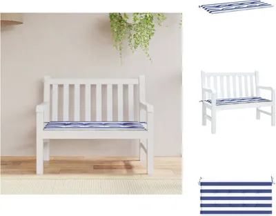 Produktbild von vidaXL Gartenbank-Auflage Blau&Weiß Gestreift 100x50x3cm Oxford-Gewebe -  Sitzpolster