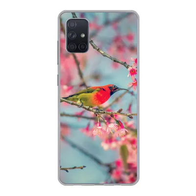 Produktbild von MuchoWow® Handyhülle Schutzhülle Hülle für Samsung Galaxy A71 Vogel - Sakura - Farben Silikon Softcase Handy Hülle - Kartenbesitzer