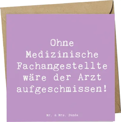 Produktbild von Mr. & Mrs. Panda Klappkarte Spruch Medizinische Fachangestellte - Lavendeltraum - Geschenk, ohne, Berufsprodukte, Praxisorganisation, Beruf, anlasskarte, doppelkarte
