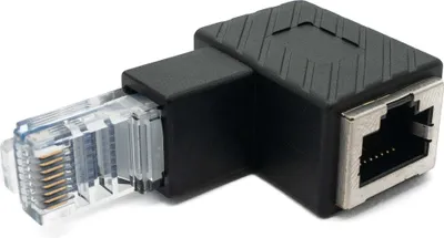 Produktbild von LAN Adapter RJ45 Stecker zu Buchse Winkel Ethernetadapter Kabel in Schwarz