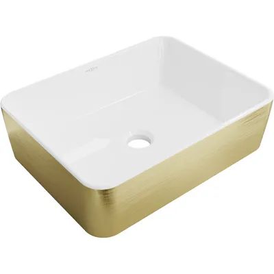 Obrázek produktu pro Mexen Catia umyvadlo na desku 48 x 37 cm, bílá/zlatý geometrický vzor - 21314817