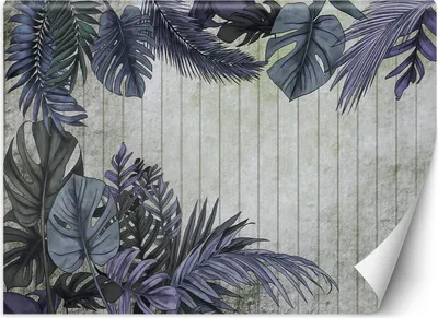 Produktbild von Vlies fototapete Exotische Blätter im Vintage-Stil 150x105 cm Feeby Lila inkl. Kleber einfache Montage