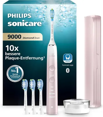 Produktbild von Philips Sonicare DiamondClean 9000 Schallzahnbürste Pink mit 4 Bürstenköpfen, Reiseetui & Ladestation HX9911/79