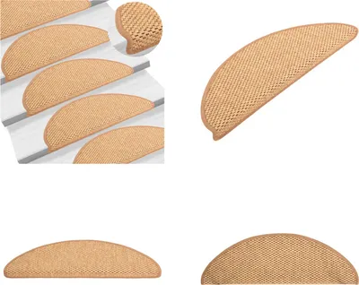 Image de vidaXL Tapis d'escalier Autoadhésif Aspect Sisal 15pcs. 65x21x4cm Orange - Tapis d'escalier - Tapis de marches - Tapis de marches