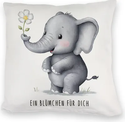 Produktbild von Grauer Elefant - Blümchen für dich Kuschelkissen