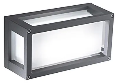 Productafbeelding van LED-wand- of plafondlamp voor binnen- en buitengebruik, 10W, 3000K, aluminium (geëxtrudeerd), donkergrijs, beschermingsklasse IP54, met een matglazen diffuser.