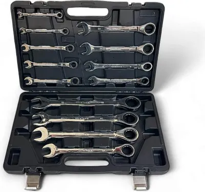 Produktbild von 13 tlg Ringratschen Set Maulschlüssel Ringschlüssel ohne Gelenk