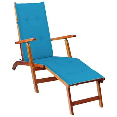 Zdjęcie produktu dla VidaXL 3064018, Taras, Obite siedzisko, Drewno akacjowe, Niebieski, Poliester, 105 cm