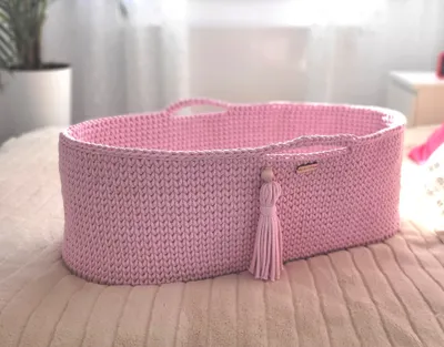 Immagine prodotto di Cestino di cotone in stile boho fatto a mano con materassino - Rosa