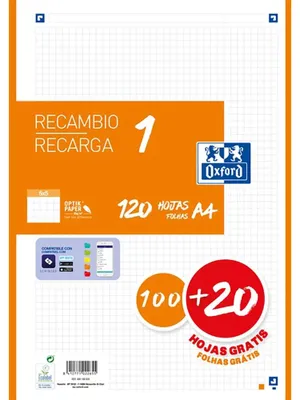Imagen del producto de Oxford 400158163, 210 x 297 mm (A4), papel cuadriculado, 120 hojas