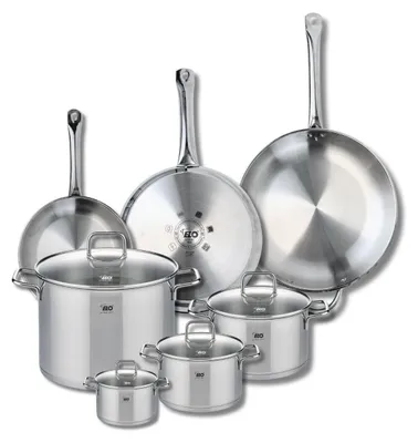 Image de Ensemble de 3 Poêles de cuisson 24, 28 et 32 cm et 4 faitouts 12, 16, 20 et 26 cm Elo Profi Citrin