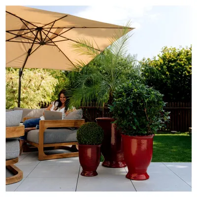 Produktbild von Arthur Mediterraner Topf Tropenrot, Größe: XL - Durchmesser: 42 cm x Höhe: 52 cm, Winterfest, handgemacht, Keramik Pflanzgefäß für Garten Terrasse Balkon