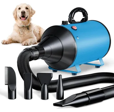 Produktbild von Hundefön Haartrockner Hundeföhn - 3000 W - Stufenlose Geschwindigkeit - 4 Düsen - Schwarz - Für Hunde jeder Größe