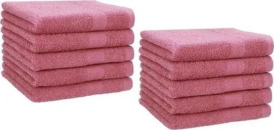 Zdjęcie produktu dla Zestaw 10 ręczników gościowych Unyqoos® – miękkie ręczniki do twarzy, 30x50 cm, 100% bawełna, kolor pudrowy róż, higieniczne i chłonne, można prać w temperaturze do 60°C, nadają się do suszenia w suszarce