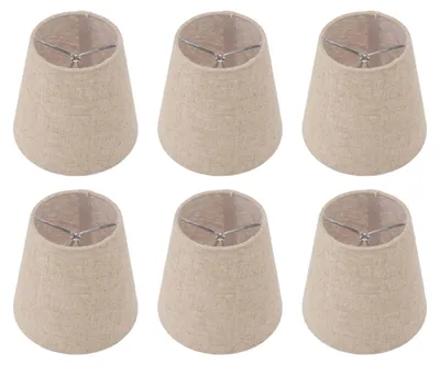 6er Set Clip-on Lampenschirme aus Leinen, E14, 9,3–14 cm