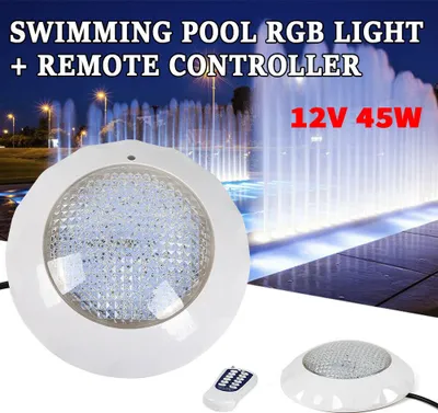 Image de Lampe de piscine avec télécommande Lampe d'éclairage LED pour piscine Projecteur sous-marin 45W 460LED RGB Lampe de piscine IP68