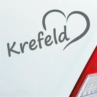 Produktbild von Auto Aufkleber Krefeld Herz Stadt City Liebe Love Heart 16,5x8 cm Grau Sticker Heckscheibenaufkleber