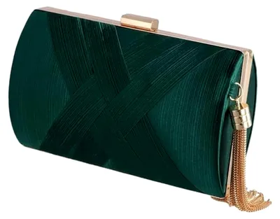 Produktbild von Damen Clutch Grün Abendtasche Kleine Clutch Abendtaschen mit Abnehmbarer Kette Goldene Kettentasche Satin Handtasche Clutches für Hochzeit Prom Party Crossbody Klein Umhängetasche