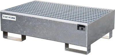 Image de Bac de rétention 215 l L1200xl800xH360mm tôle d'acier avec caillebotis argent