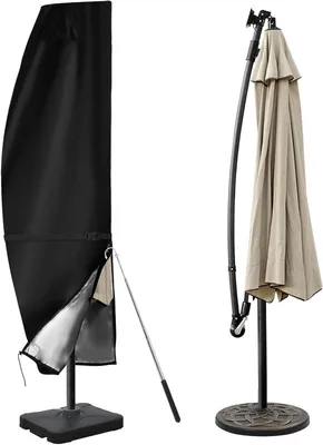 Productafbeelding van Parasolhoes - Buitenhoes Beschermhoes - Tuinmeubelen Beschermen - Waterdicht UV-bestendig - 265 cm Hoog - Zwart