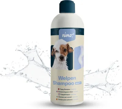 Produktbild von nimo® Welpen Shampoo sensitiv | ohne Duftstoffe & pH-Neutral mit Kollagen | für alle Hunderassen und sensible, allergische Welpen | für bessere Kämmbarkeit & glänzendes Fell, 100% tierleidfrei