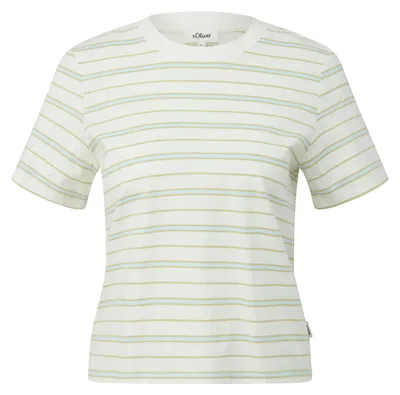 Produktbild von s.Oliver Damen T-Shirt aus Jersey, Weiß, Größe 40, verkürzt mit geradem Saum