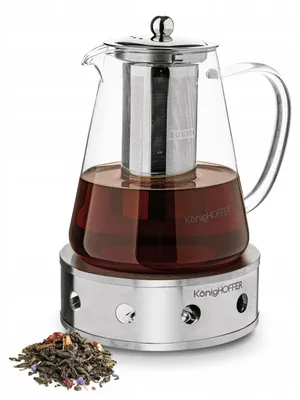 Produktbild von Glasteekanne 1,3 l mit Teesieb und Borosilikat-Warmhalter Konighoffer