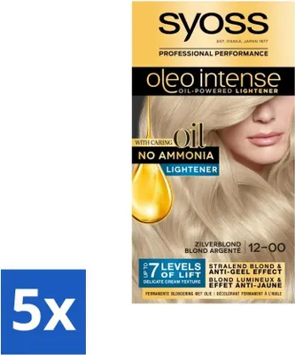 Produktbild von SYOSS - Oleo Intense 12-00 - Haarfarbe - Permanente Haarfärbung - Silberblond - Langanhaltende Farbe - Vorteilspack - 5 Stücke