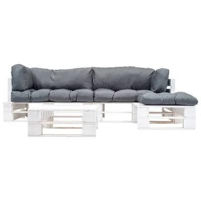 Immagine prodotto di vidaXL Set da salotto in pallet 4 pezzi con cuscini in legno grigio