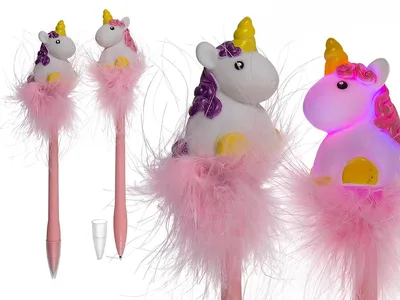 Produktbild von OOTB Kugelschreiber Einhorn mit Pom Pom & LED