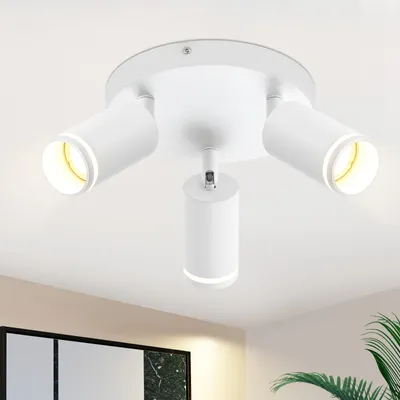 Produktbild von ZMH LED Deckenleuchte 3 Flammig weiß Deckenlampe Spots GU10 Schwenkbar Wandstrahler Metall Deckenspots Flur Küche Schlafzimmer, Ohne Leuchtmittel