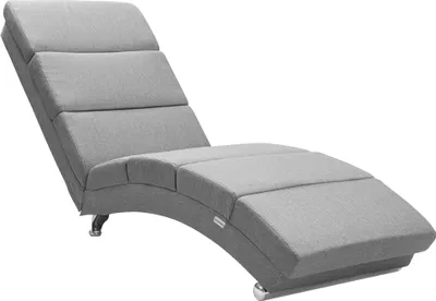 A gray chaise lounge on a white background.