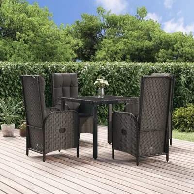 Produktbild von 2024 Moderne Gartenmöbelgarnituren 5-tlg. Garten-Essgruppe mit Kissen Schwarz Poly Rattan 270763