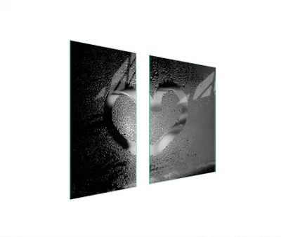 Immagine prodotto di Piastre copri fornelli 2 pezzi 75x52 Copri piano cottura in Vetroceramica tagliere in vetro cuore argento
