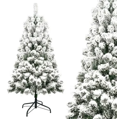 Immagine prodotto di Albero di Natale artificiale, altezza 120 cm, con decorazioni a neve, colore bianco