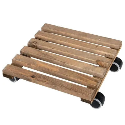 Produktbild von Esschert Design Pflanzenwagen Rolluntersetzer Braun quadratisch 29 cm