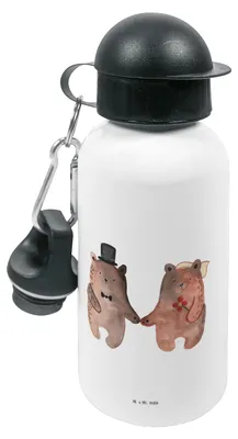 Produktbild von Mr. & Mrs. Panda Wasserflasche Bär Heirat - Weiß - Geschenk, Trinkbehälter, Trinkflasche Kinder, Verheiratet Heirate Hochzeit Hochzeitsgeschenk Hochzeitspaar, Teddy
