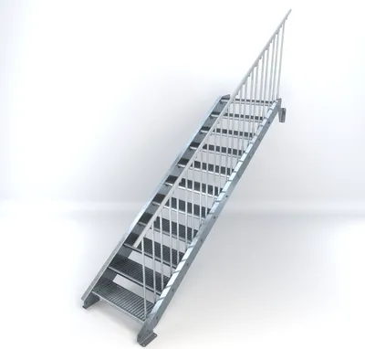 Produktbild von Stahltreppe 11 Stufen bis Höhe 220 cm, Laufbreite : 80 cm Geländer rechts ST 3 (31 / 9 mm schmal)