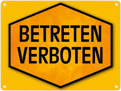 Produktbild von Betreten verboten Warn- und Hinweisschild in Gelb und Schwarz Warnschild