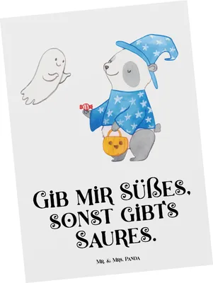 Produktbild von Mr. & Mrs. Panda Postkarte Panda Zauberer - Weiß - Geschenk, Dekoration, Halloween Deko, Ansichtskarten, Gespenst, Grußkarte, Postkarten, Trick Or Treat, Ansichtskarte