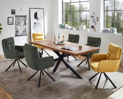 Produktbild von Esstischgruppe 7-teilig, Massivholztisch 200x100cm, inkl. 6 Stühle, NEWBURGH-119